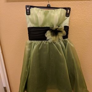 Green strapless cocktail dress